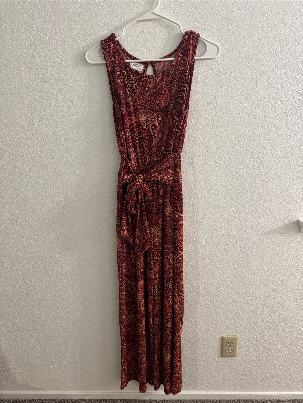 Maurices Paisley Tie-Waist Maxi jumper in Burgundy and Rust